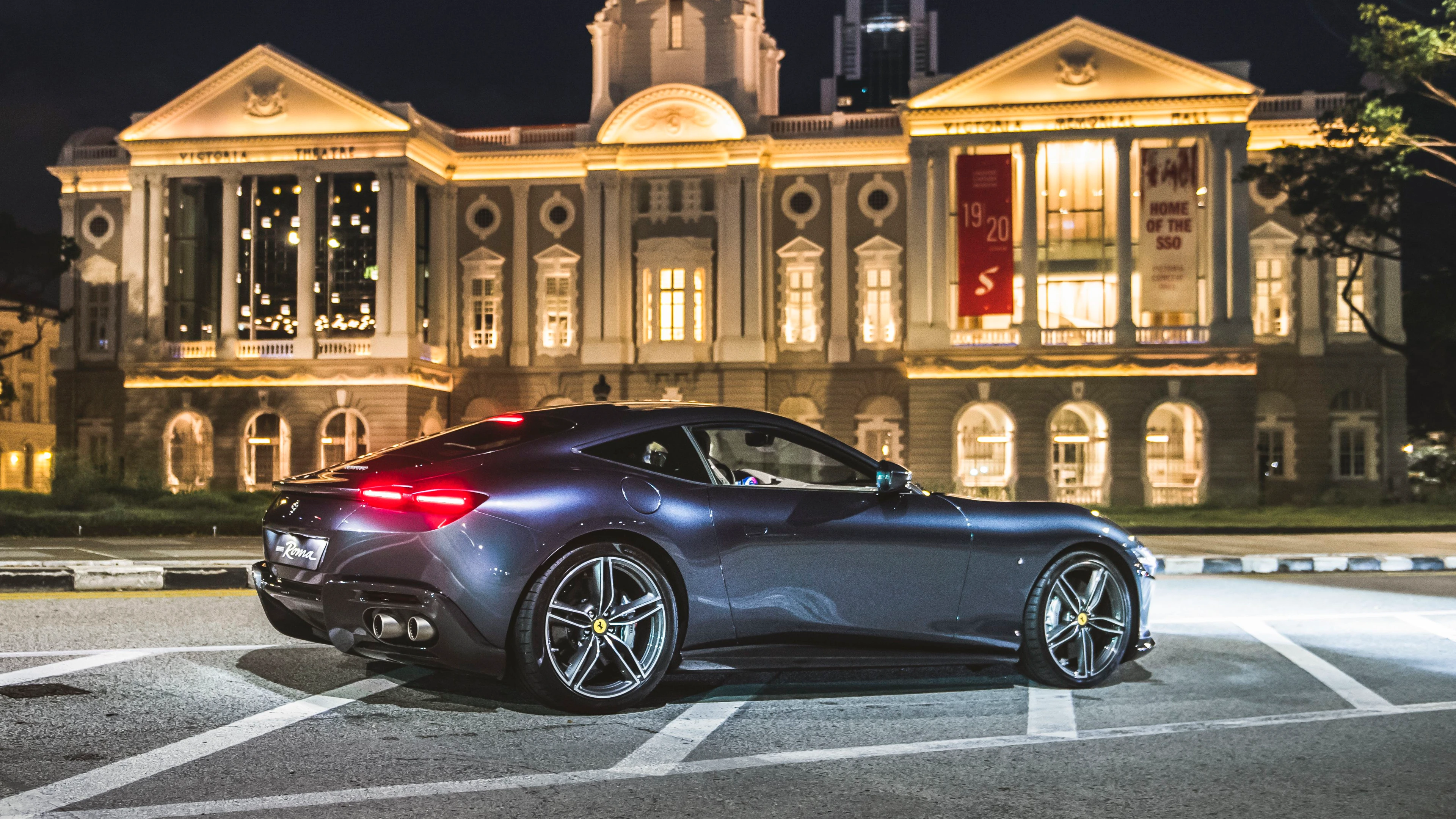 Rear Three-Quarter View at Night