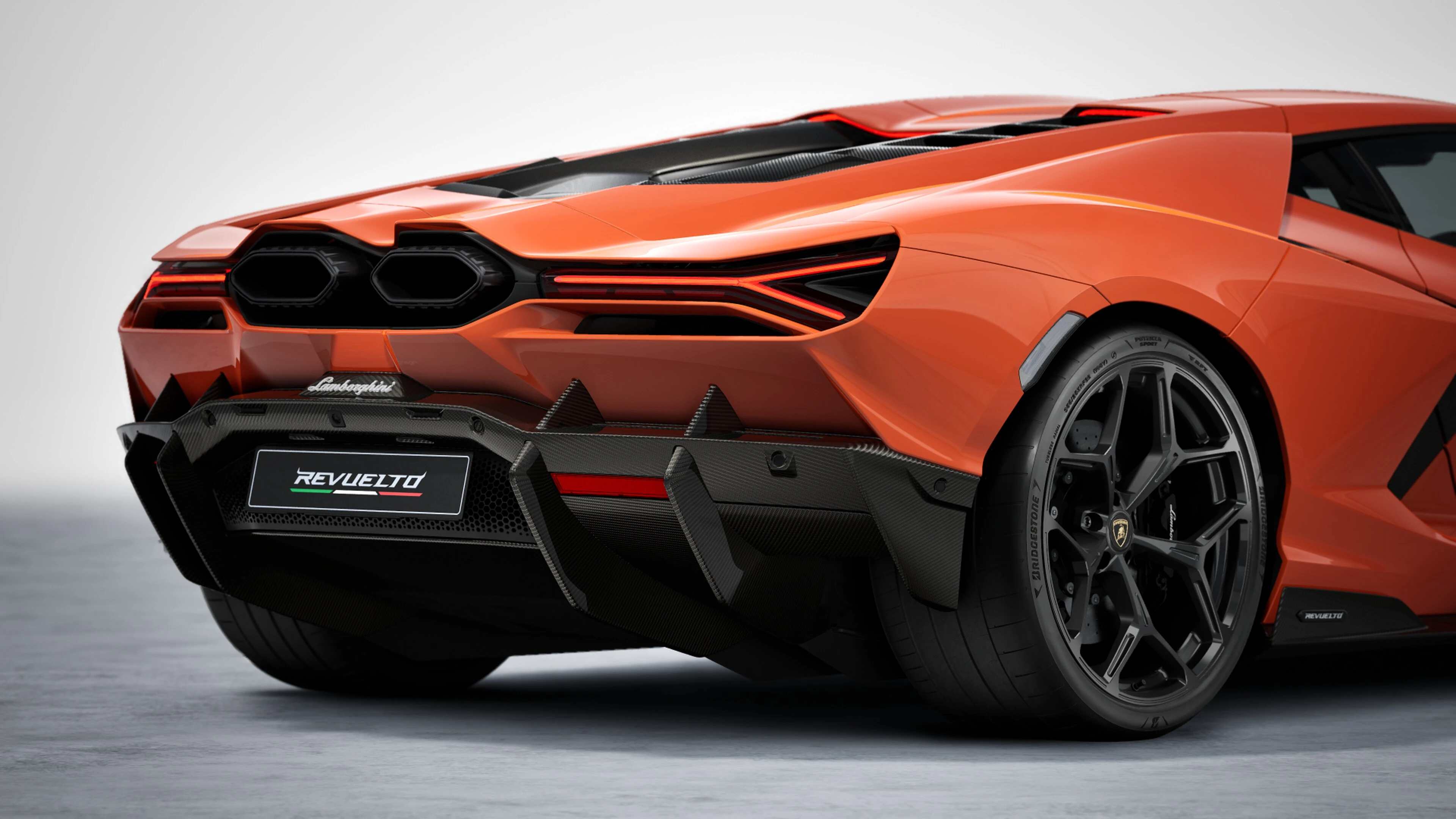 Rear lights, exhaust and diffuser
