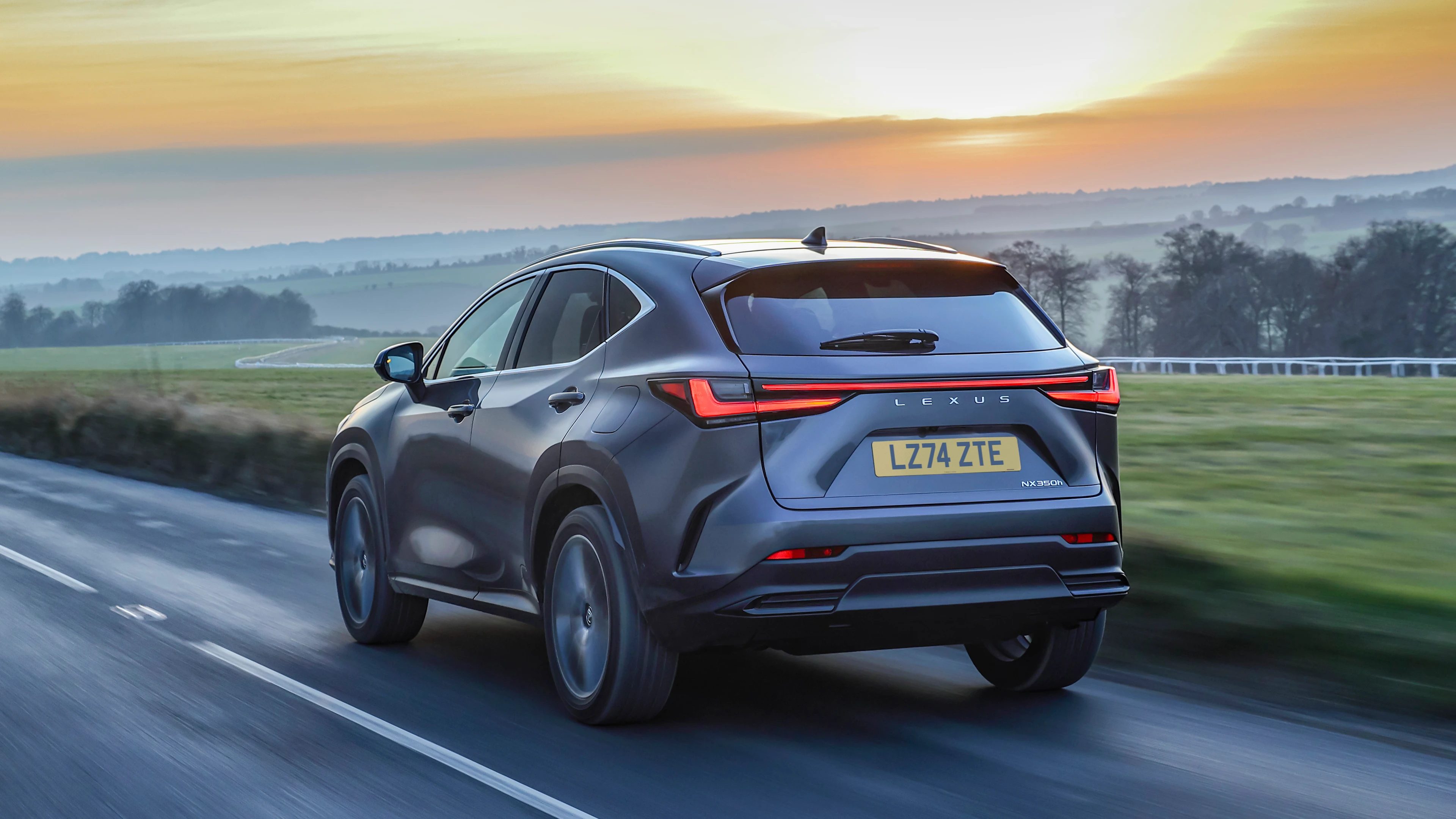 Driving: Rear Three-Quarter at Sunset