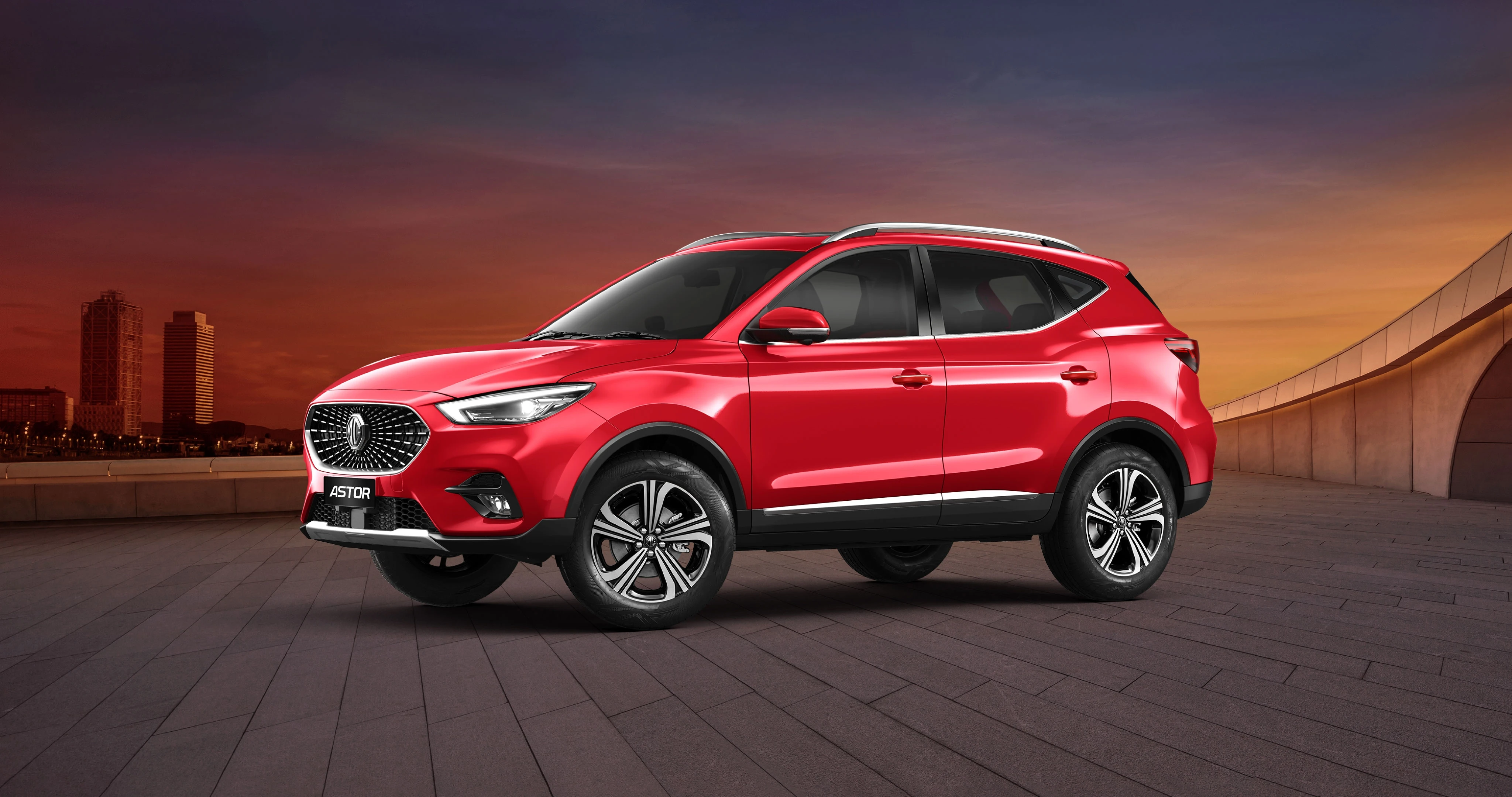 Front Left Three-Quarter at Dusk (Red)