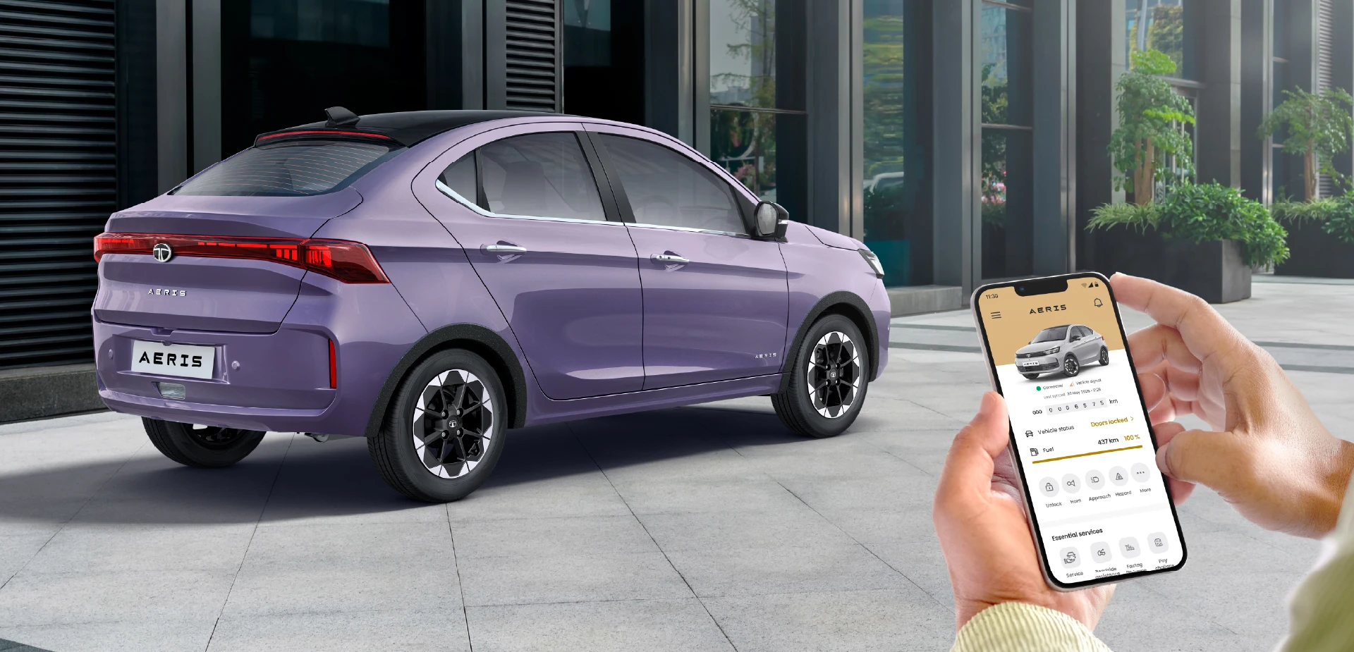 Rear Left Three-Quarter View, Connected-Car App