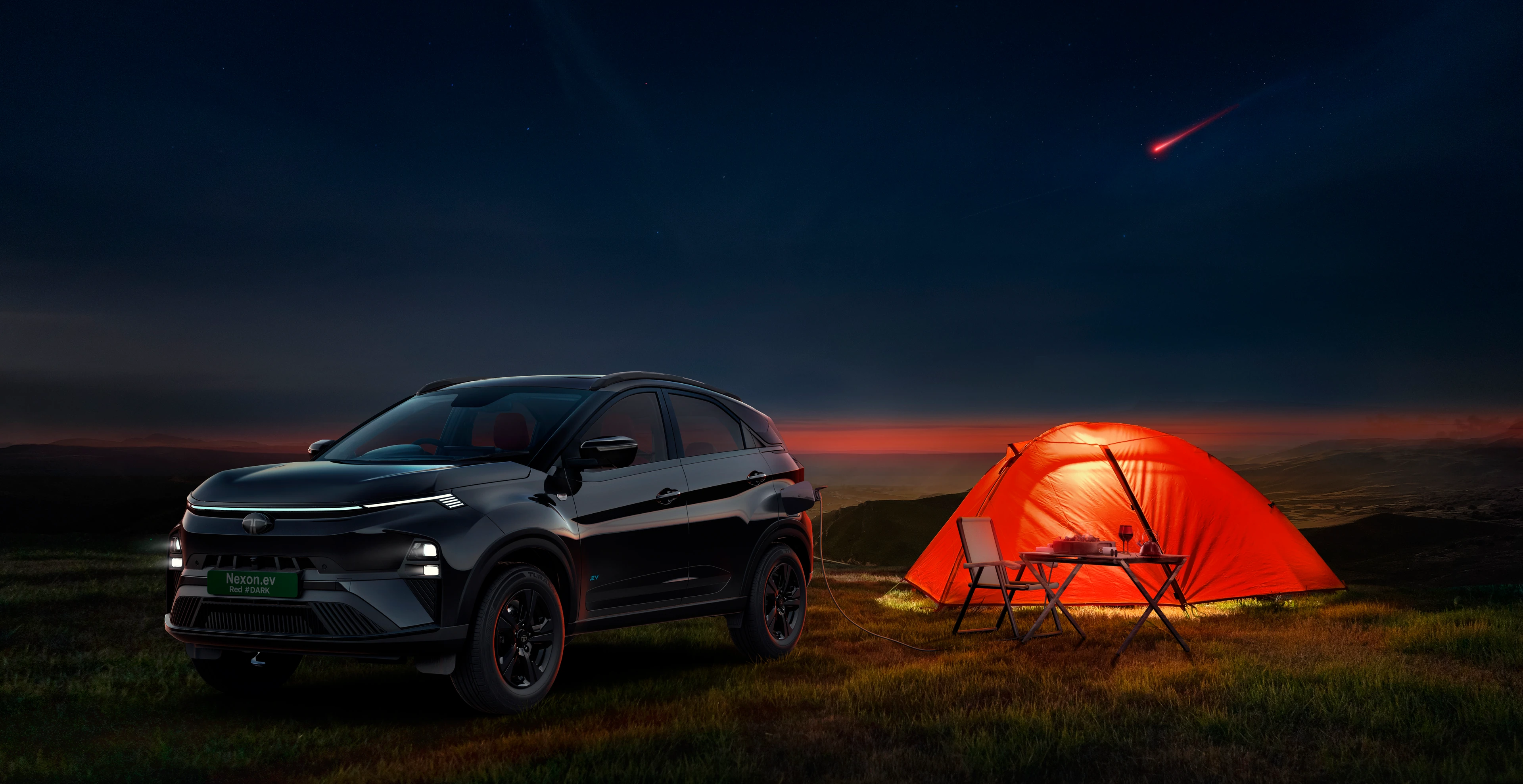 Red #Dark at a Campsite