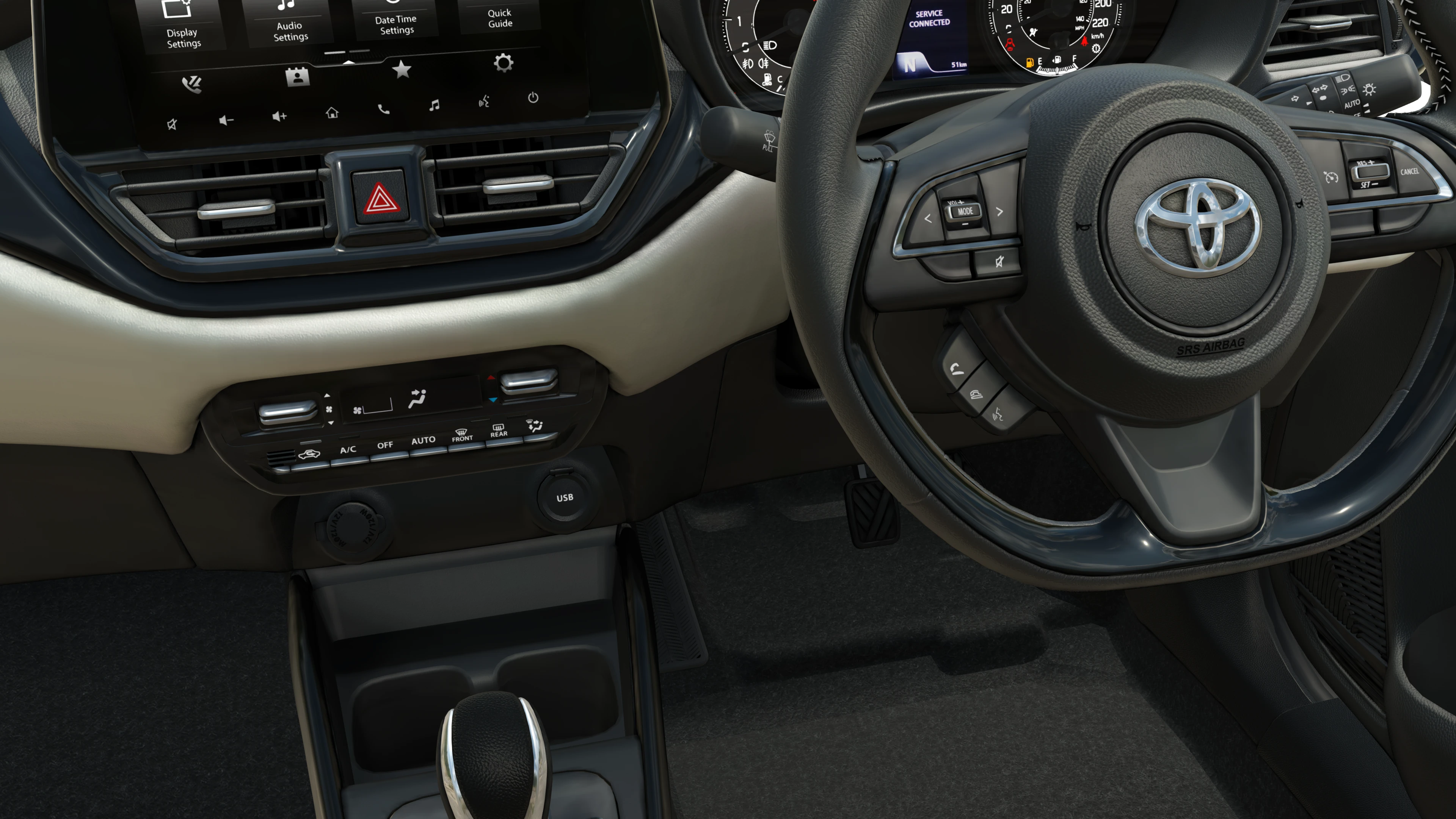 Steering Wheel and Centre Console