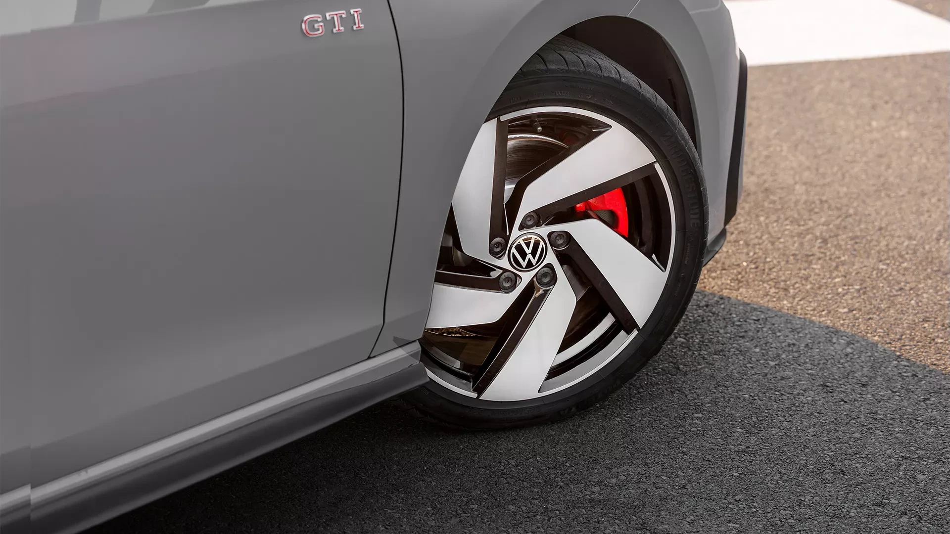 Alloy Wheel and Red Brake Caliper